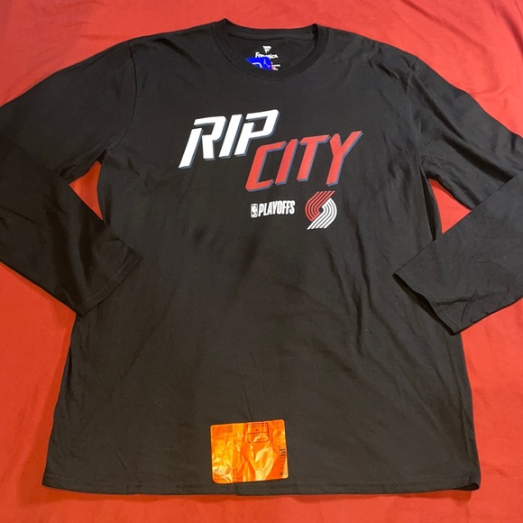 Fanatics Portland Trail Blazers NBA Playoffs Slogan Long Sleeve Black T-Shirt XL - Picture 2 of 4